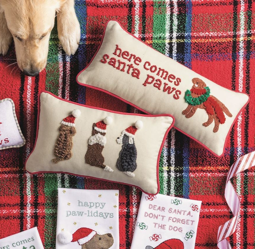 Mudpie Triple Dog Christmas Pillow