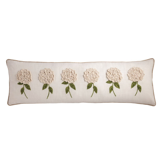 Mudpie White Hydrangea Long Pillow