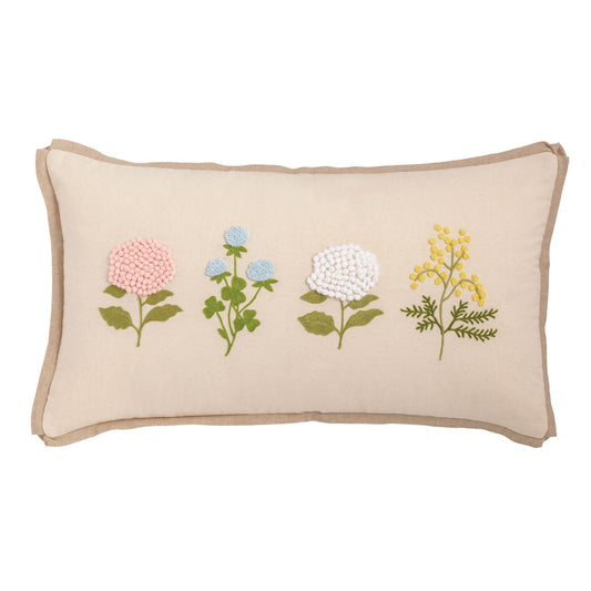 Mudpie Floral Embroidery Pillow Lumbar