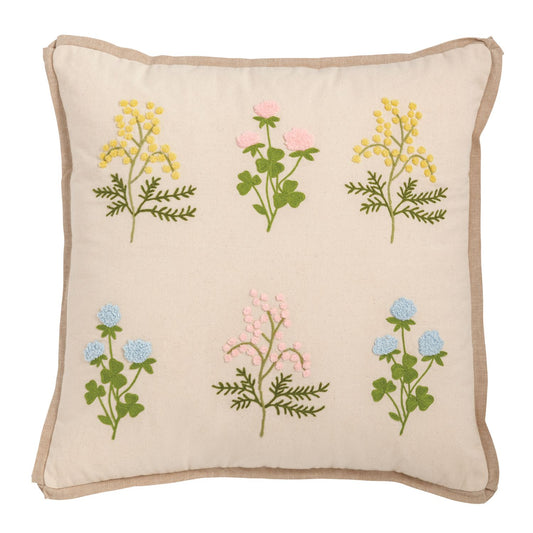 Mudpie Floral Embroidery Pillow Square