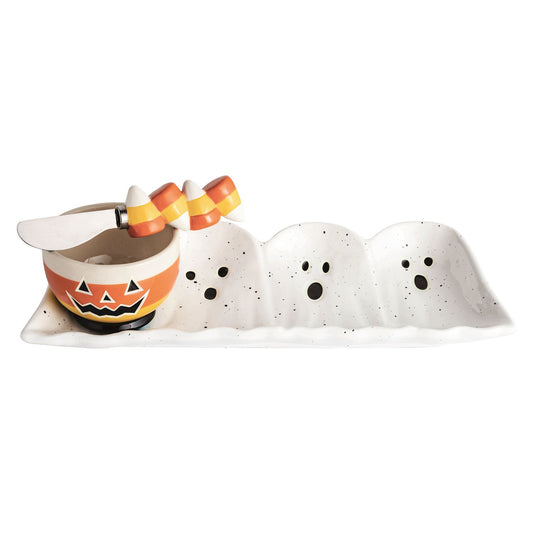 Mudpie Glow Ghost Tidbit & Tray Set