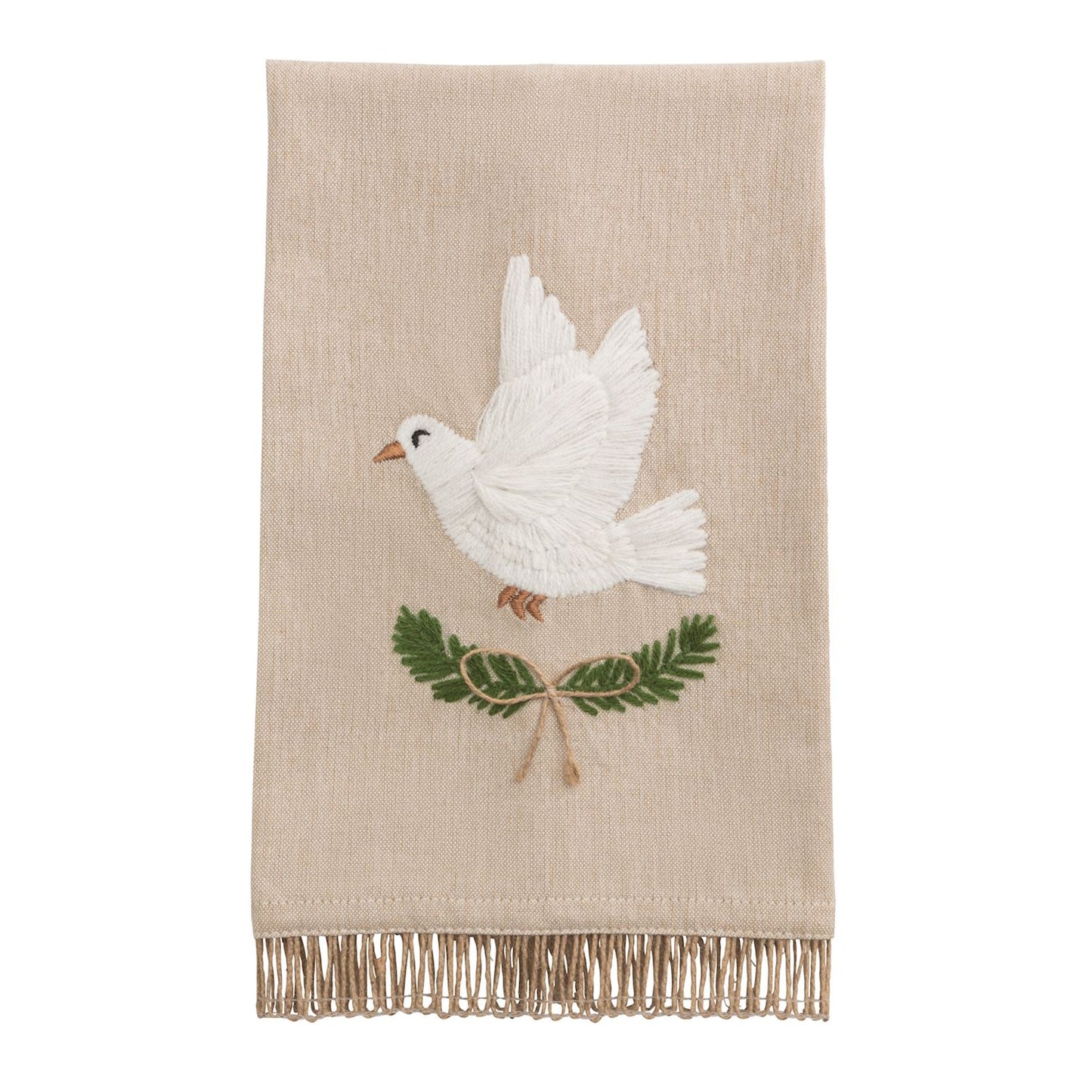 Mudpie White Dove Embroidered Towel