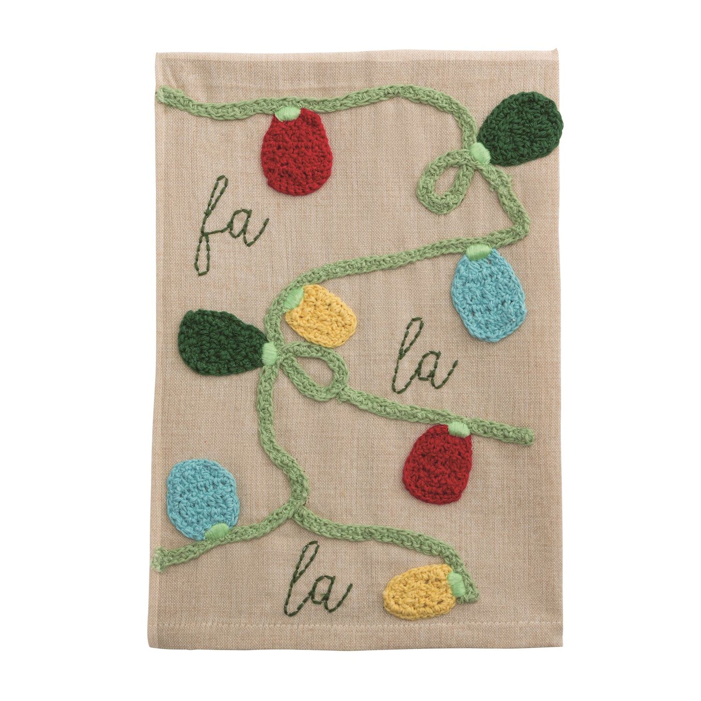 Mudpie Crochet Christmas Lights Towel