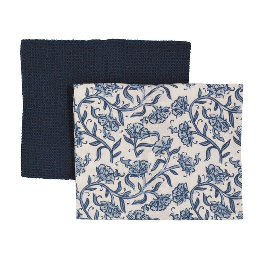 Mudpie Blue Floral Stripe Towel Set
