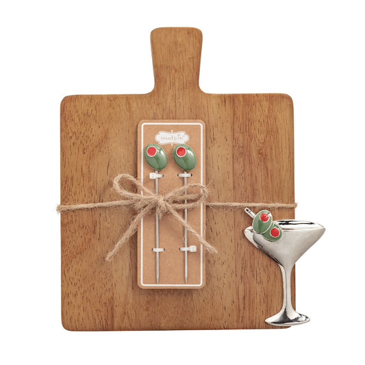 Mudpie Wood Cocktail Board Martini Set