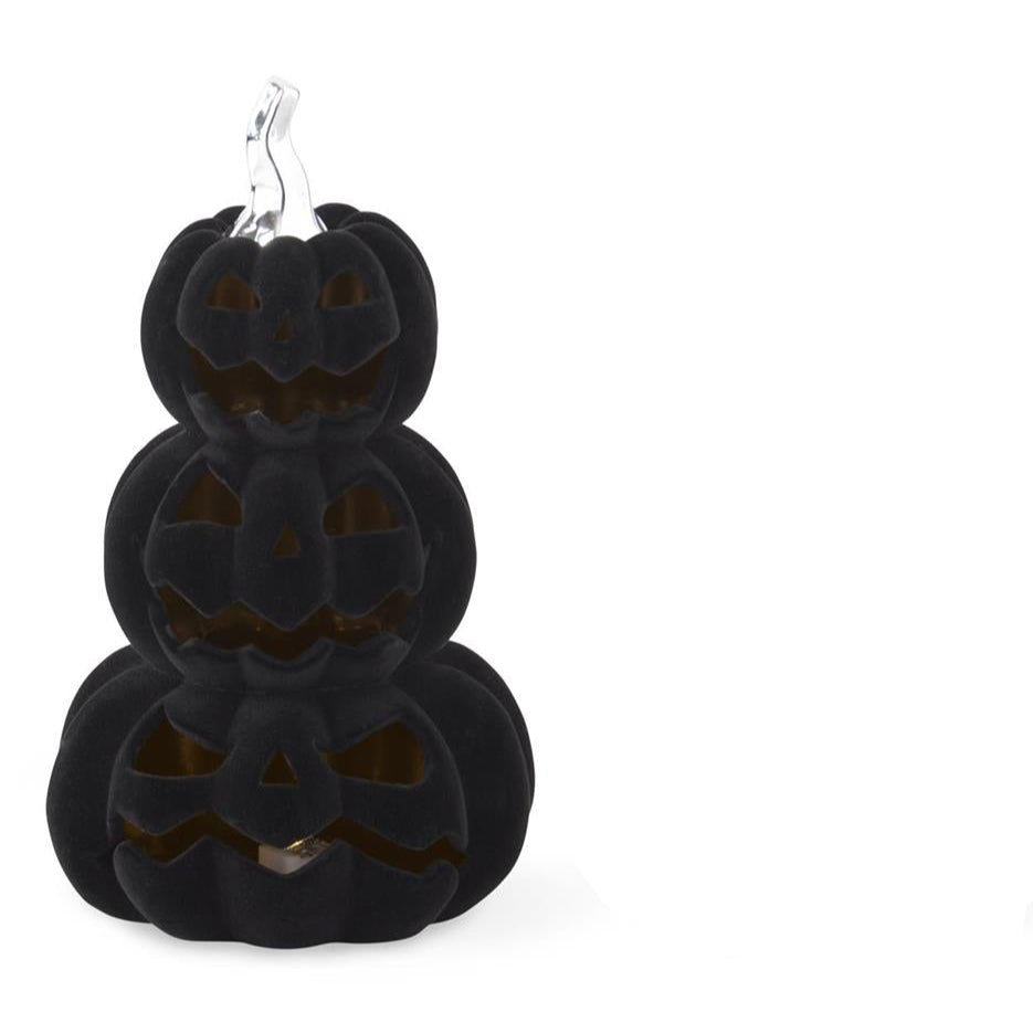 SALE Stack of 3 Black Velvet Jack-o-Lanterns with Timer