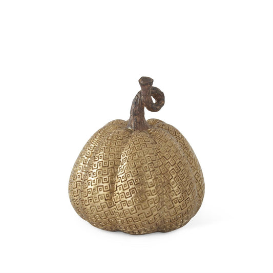 Gold Resin Maze Embossed Pumpkin 5.25"