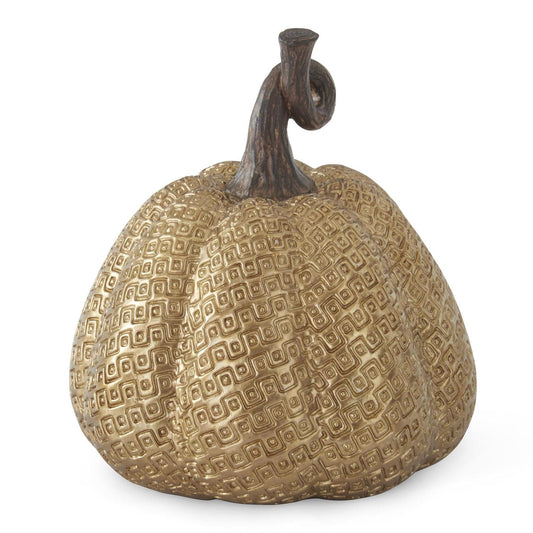 Gold Resin Maze Embossed Pumpkin 8"