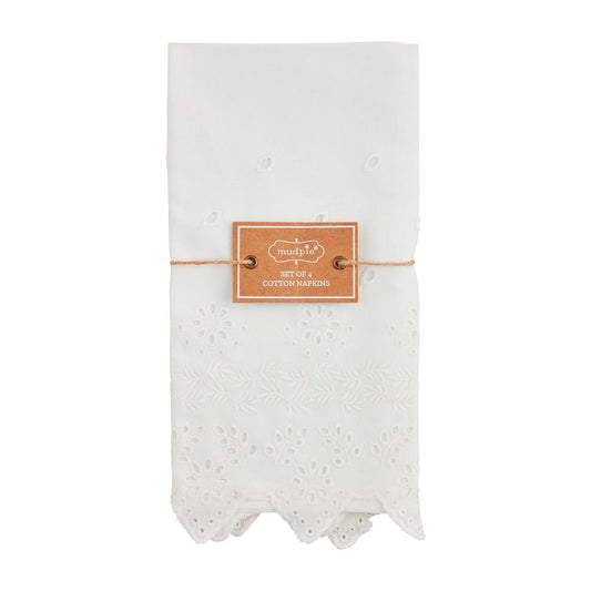 Mudpie White Eyelet Napkin Set