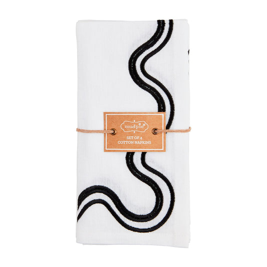 Mudpie Black Squiggly Napkin Set