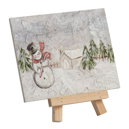 Snowman Christmas Art Plaque