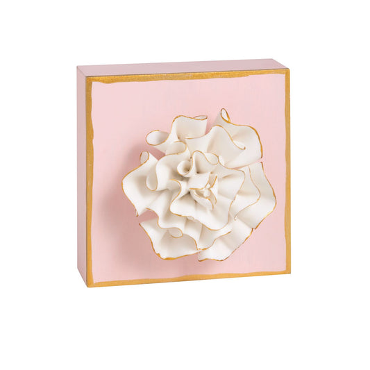 Mudpie Pink Flower Plaque