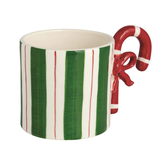 Whimsical Candy Cane Handle Christmas Mug