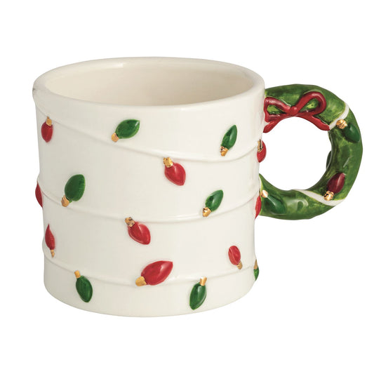Whimsical Wreath Handle Christmas Mug