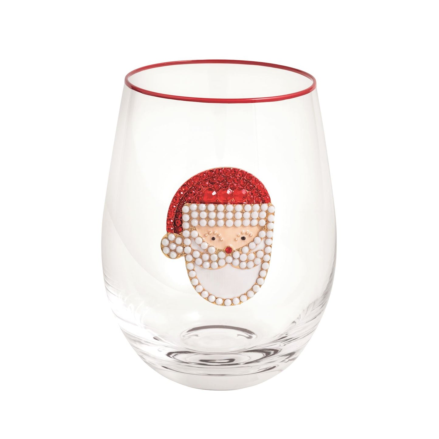 Beaded Wine Glass Santa