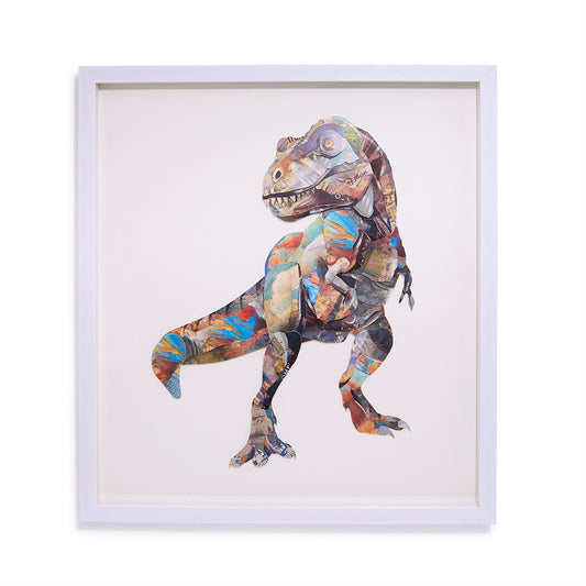 T-Rex Paper Collage Framed Wall Art