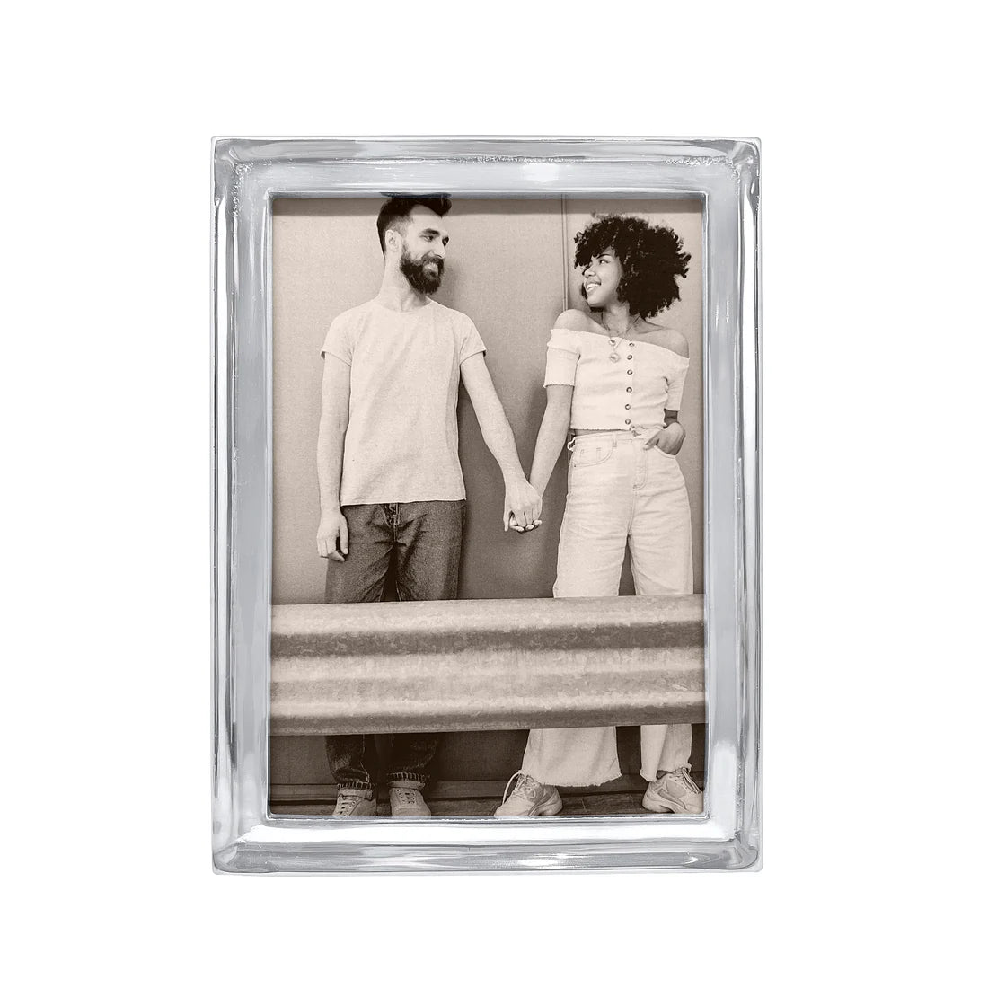 silver 5x7 photo frame with a simple border