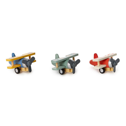 High Flyers Wooden Vintage Biplane Pullback Toy - Asst
