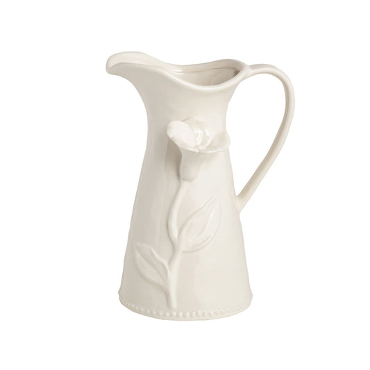 Mudpie White Flower Pitcher