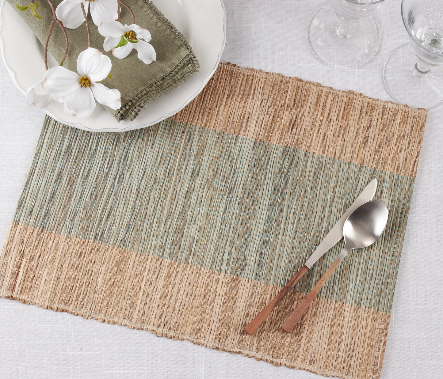 Shimmering Banded Placemat Turquoise