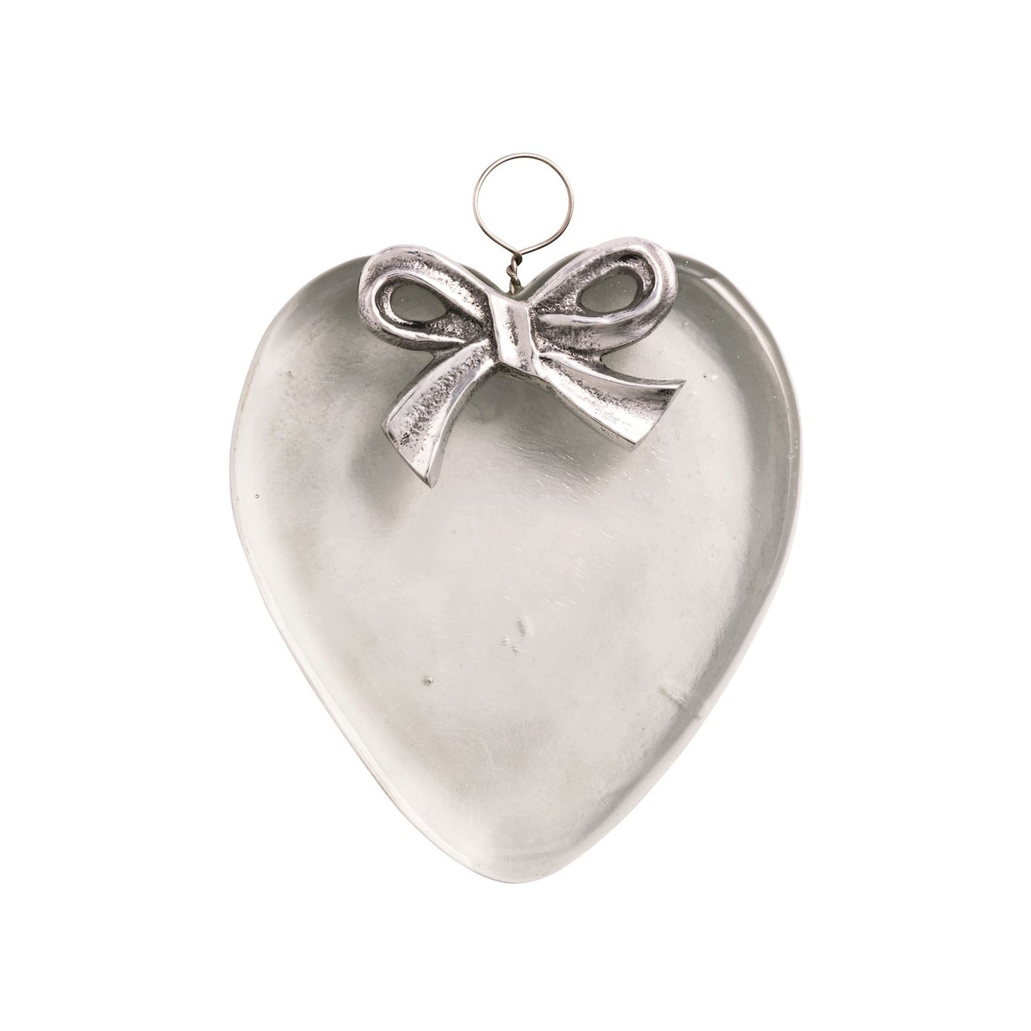 Mudpie Glass Ornament Heart w/Bow