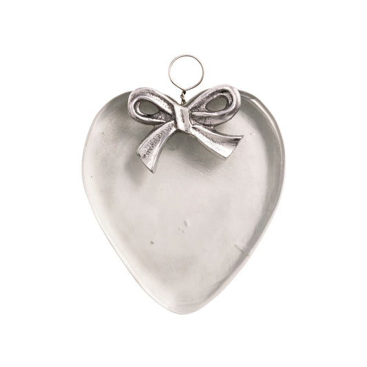 Mudpie Glass Ornament Heart w/Bow