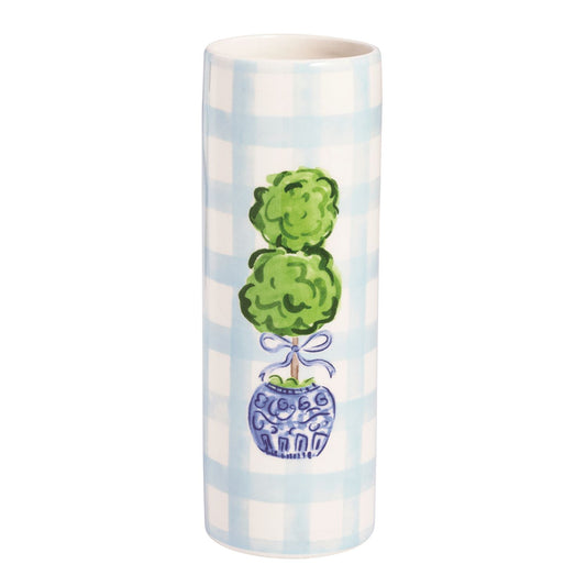 Mudpie Stem Vase Topiary and Gingham Pattern
