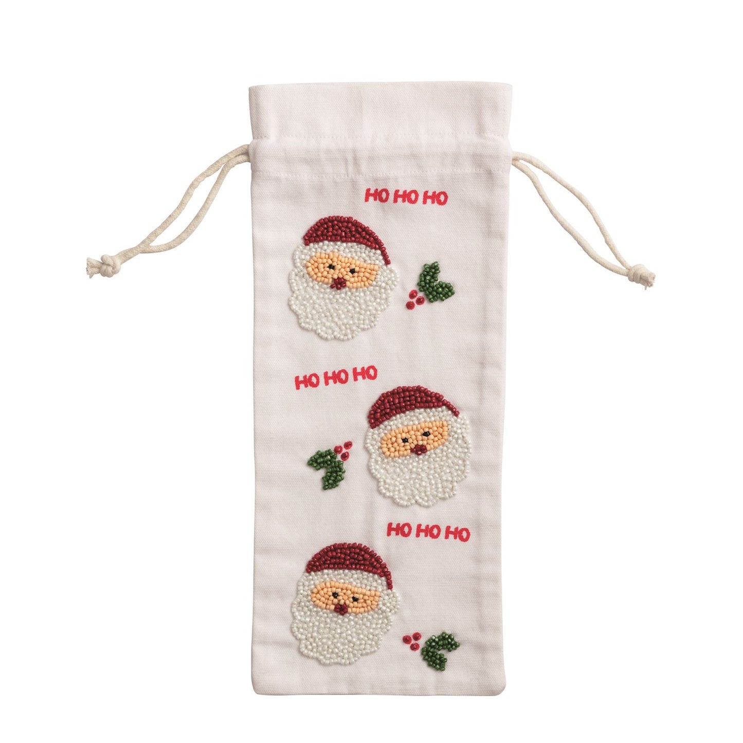 Mudpie Beaded Wine Bag Santa