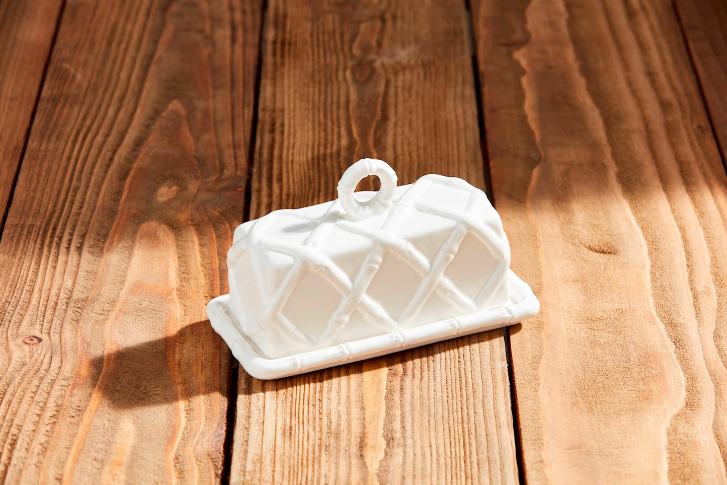 Mudpie White Bamboo Butter Dish