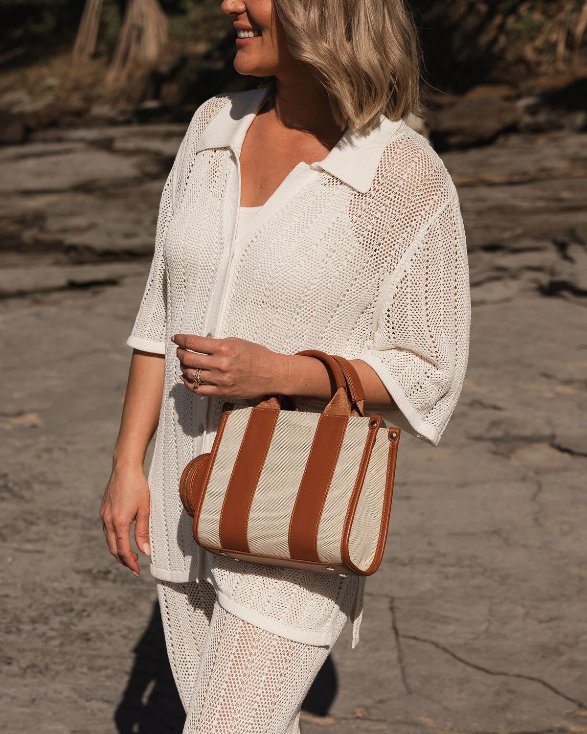 Louenhide Mini Manhattan Tote Natural Tan Canvas