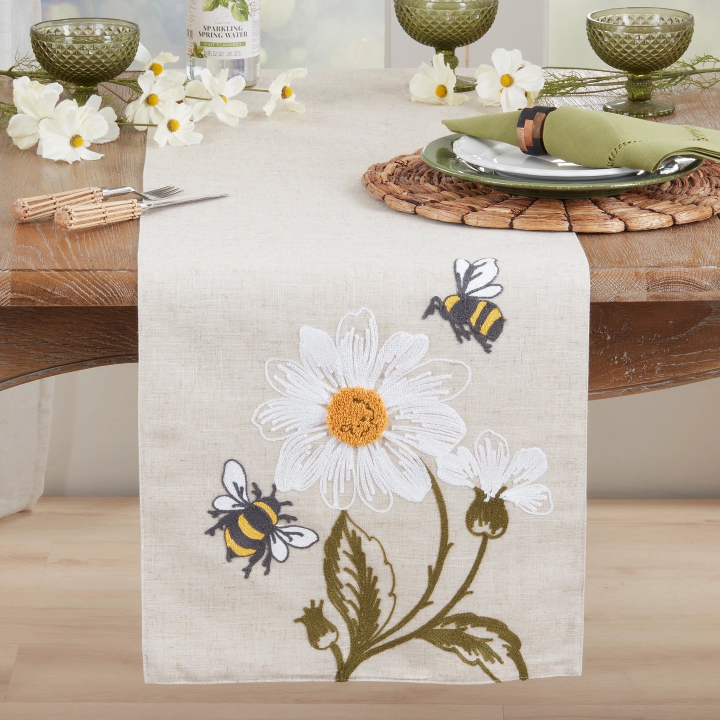 Saro Bee Floral Table Runner