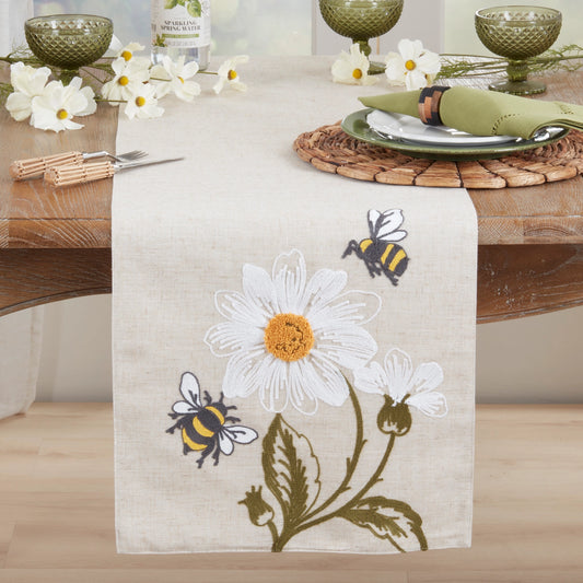 Saro Bee Floral Table Runner