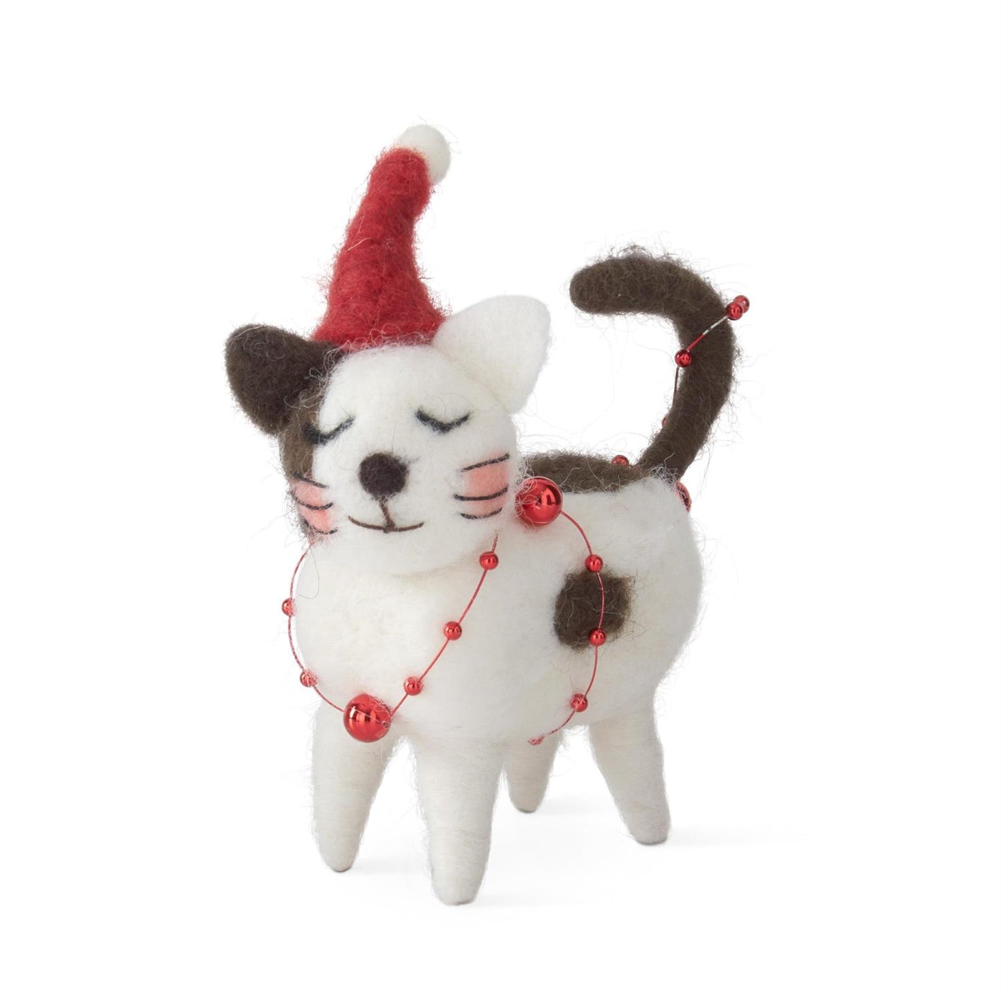 Wool Cat w/Red Hat Ornament