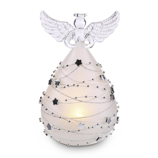 LED 6" Angel with Silver Star Garland and Timer