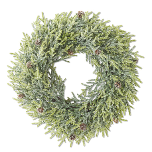 Snowy Juniper Wreath with Mini Pinecones