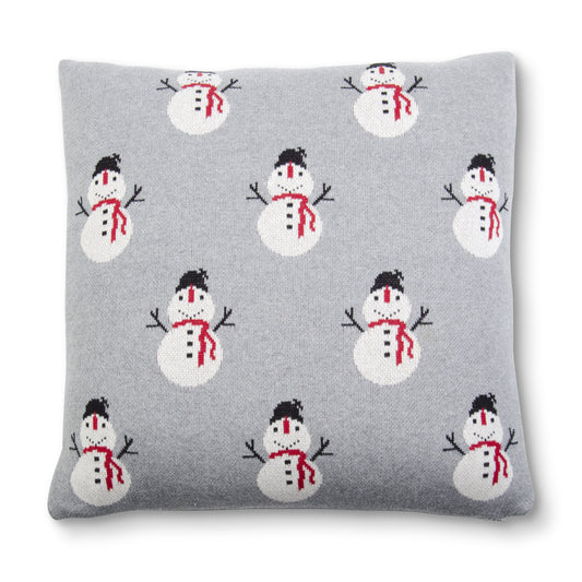 Cotton Knit Gray Snowman Pillow