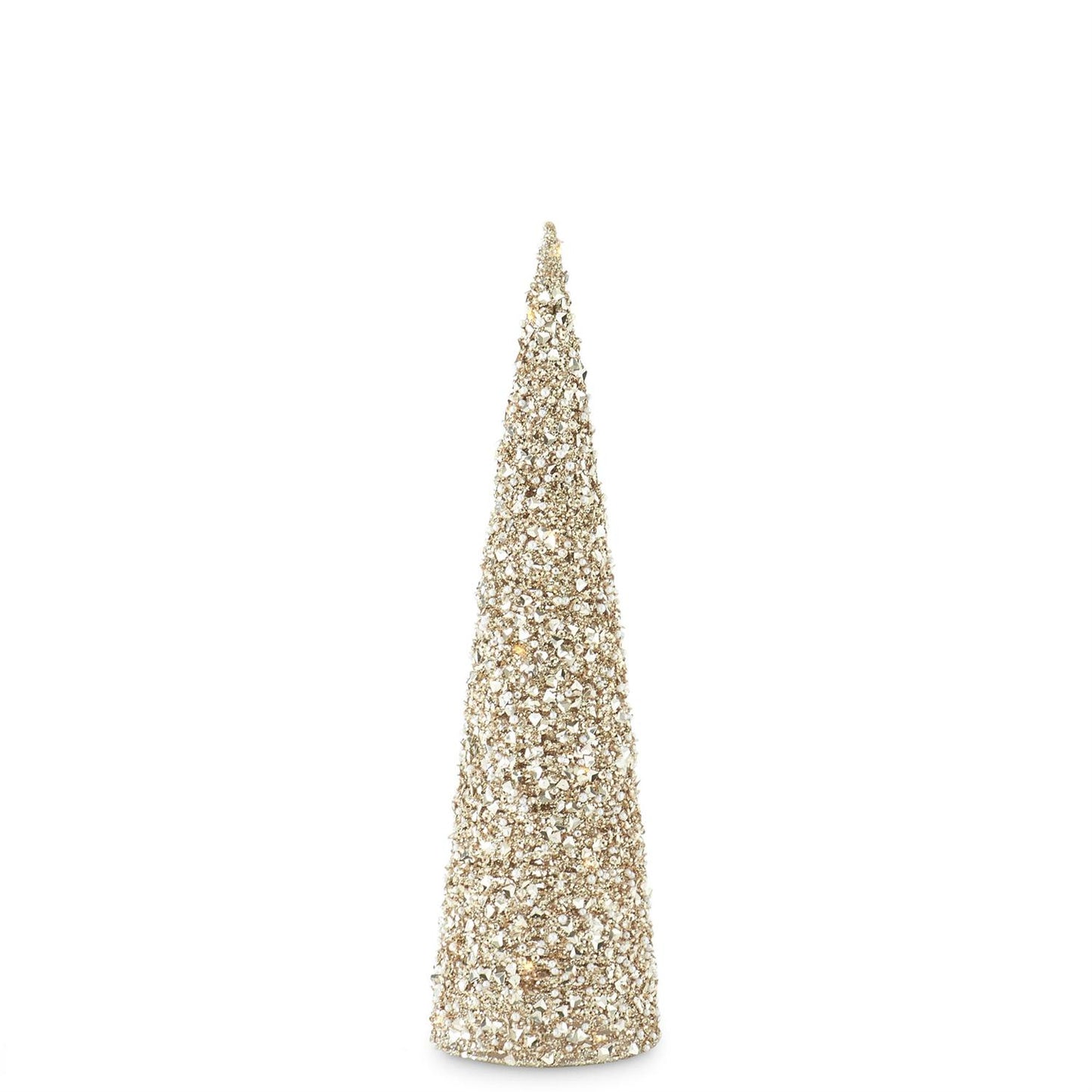 LED Champagne Sequins and Bead Embellished Tree w/Timer Small