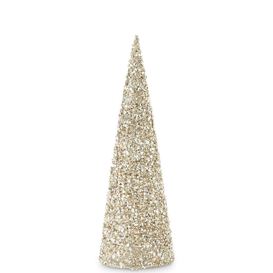 LED Champagne Sequins and Bead Embellished Tree w/Timer Medium
