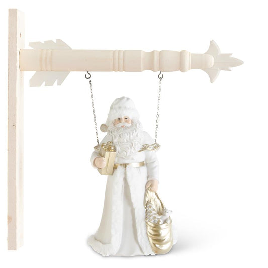 Arrow Replacement White and Gold Santa Holding Package