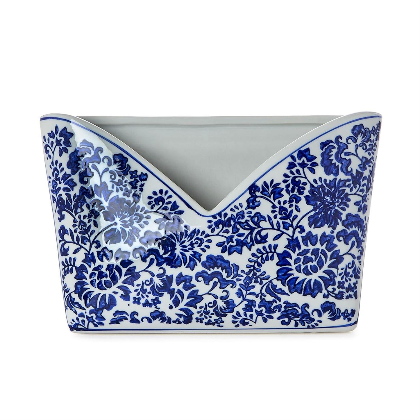 chinoiserie floral blue and white letter holder