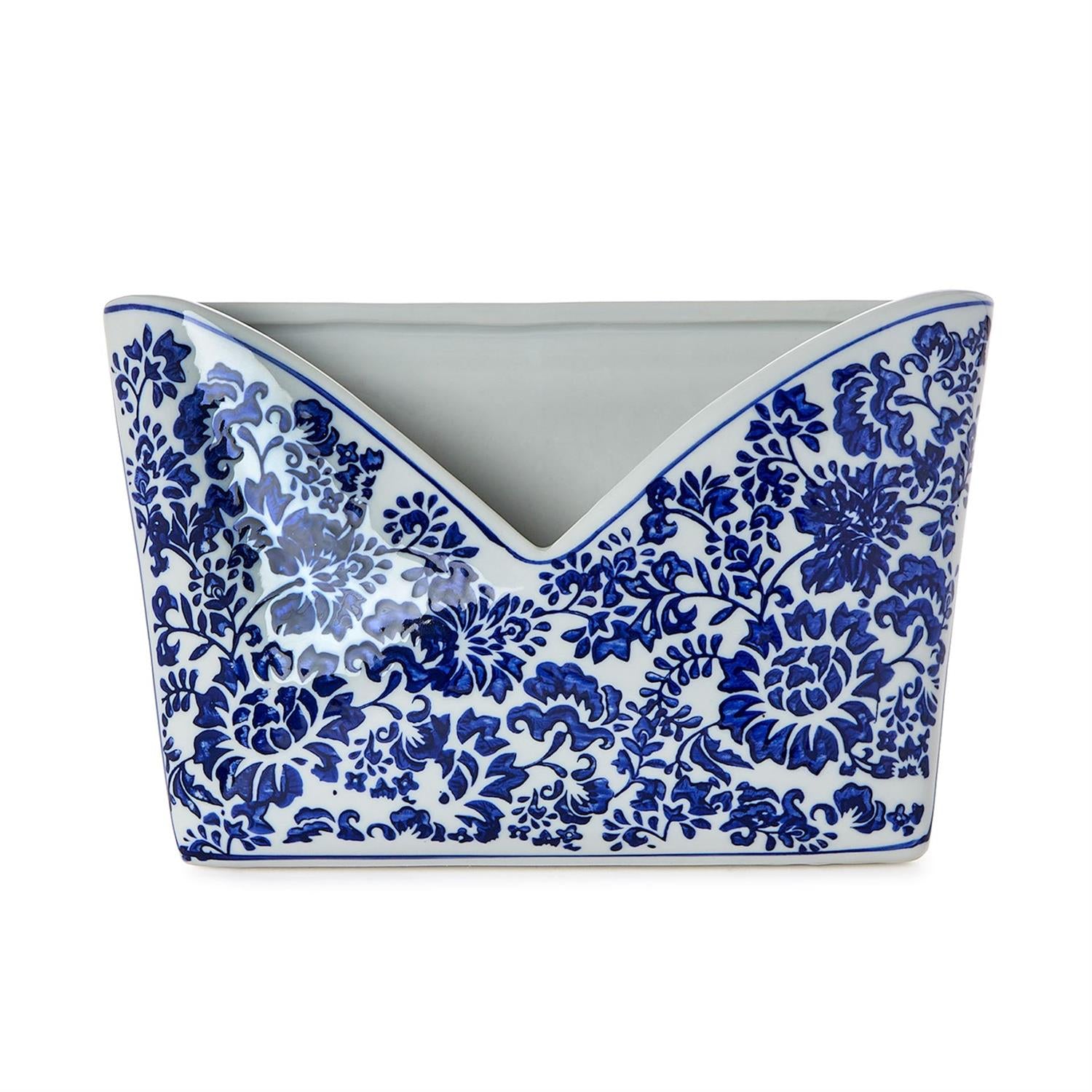 chinoiserie floral blue and white letter holder