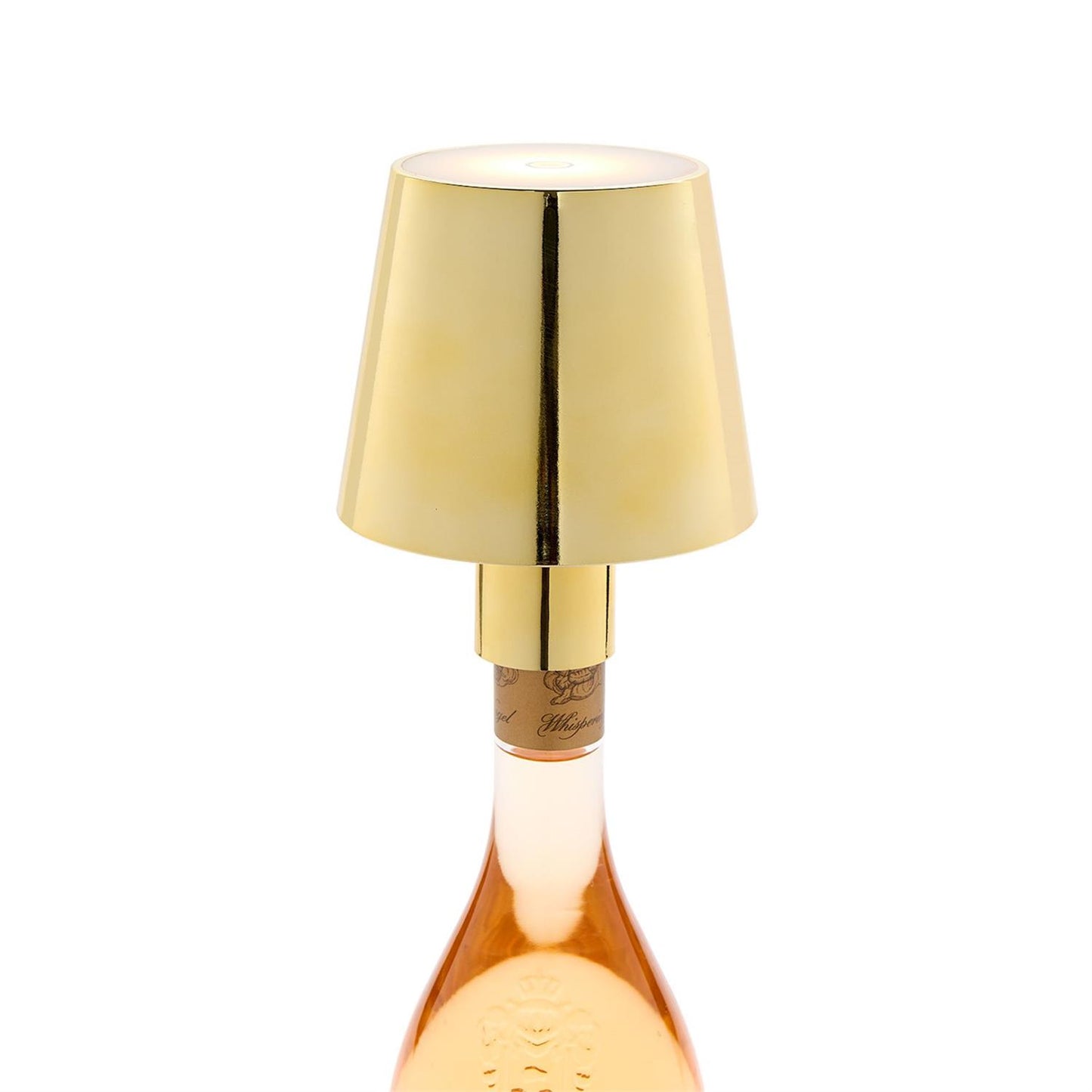Gold Lampshade Bottle Lamp w/Stopper