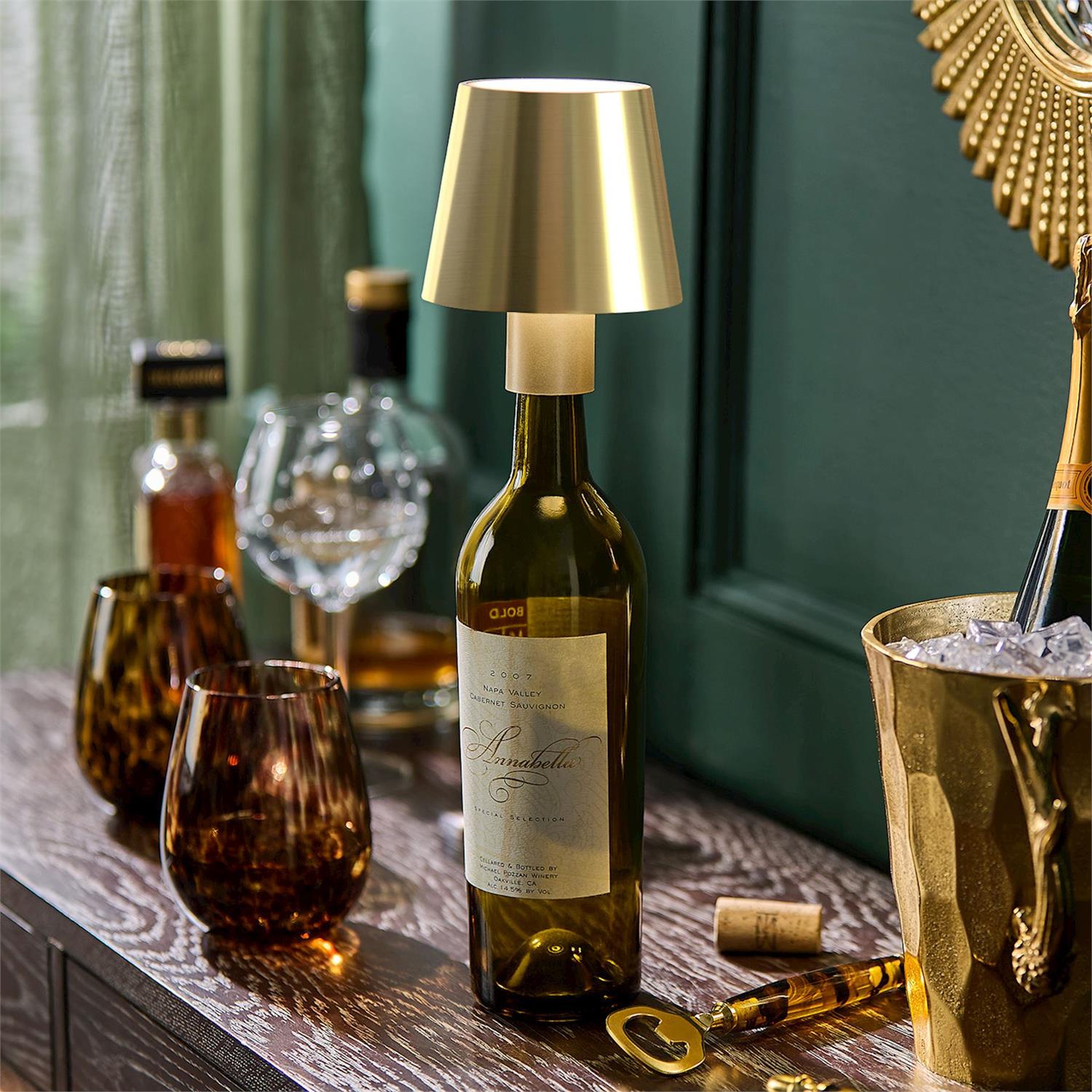 Gold Lampshade Bottle Lamp w/Stopper – The Little Exchange