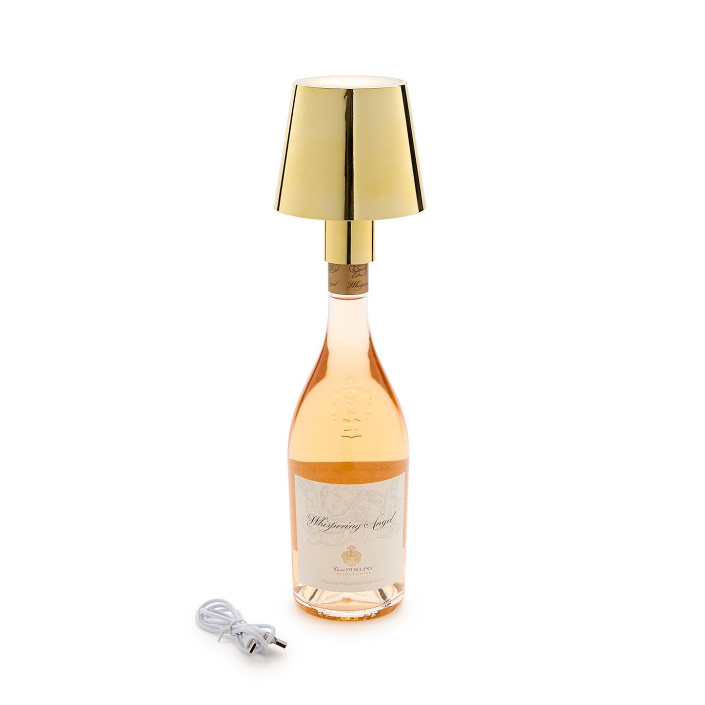 Gold Lampshade Bottle Lamp w/Stopper