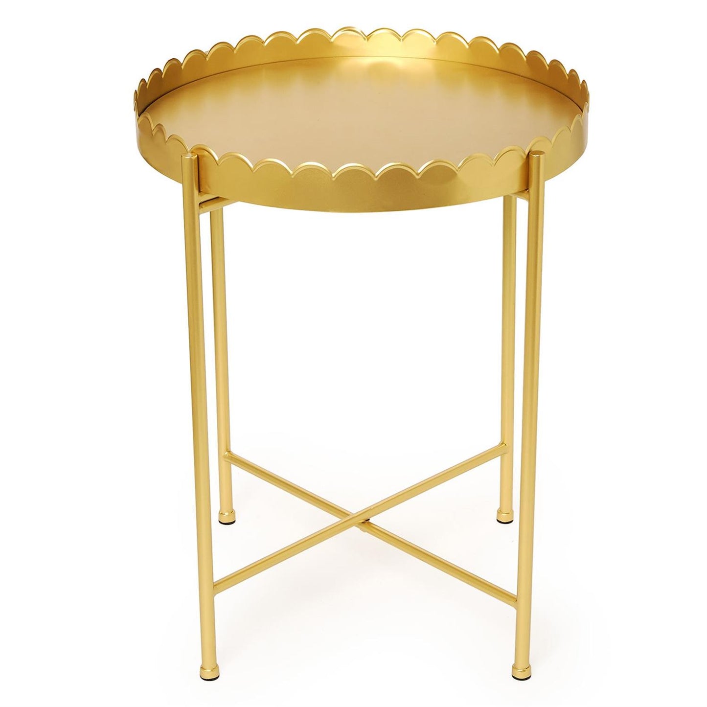 Gold Scalloped Edge Round Accent Table