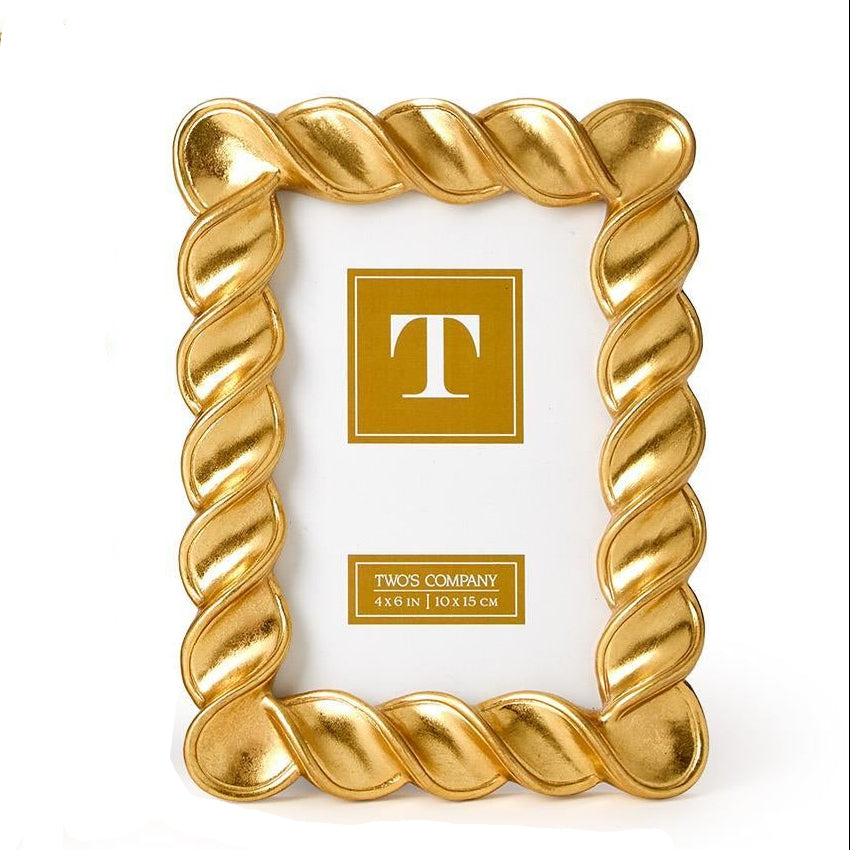 Gold twisted leaf picture 4x6 frame with by Two's Company on a white background