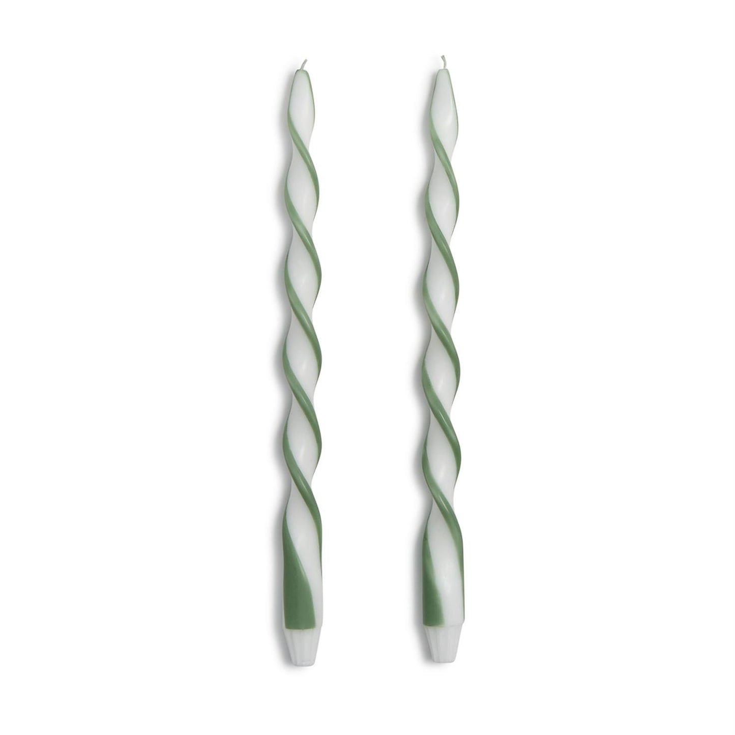 Set of 2 Twist and Glow Green Ribbon 12" Taper Candles