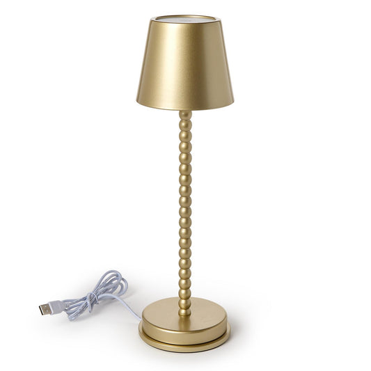 LED Gold Beaded Pole Table Lamp w/Charging Base