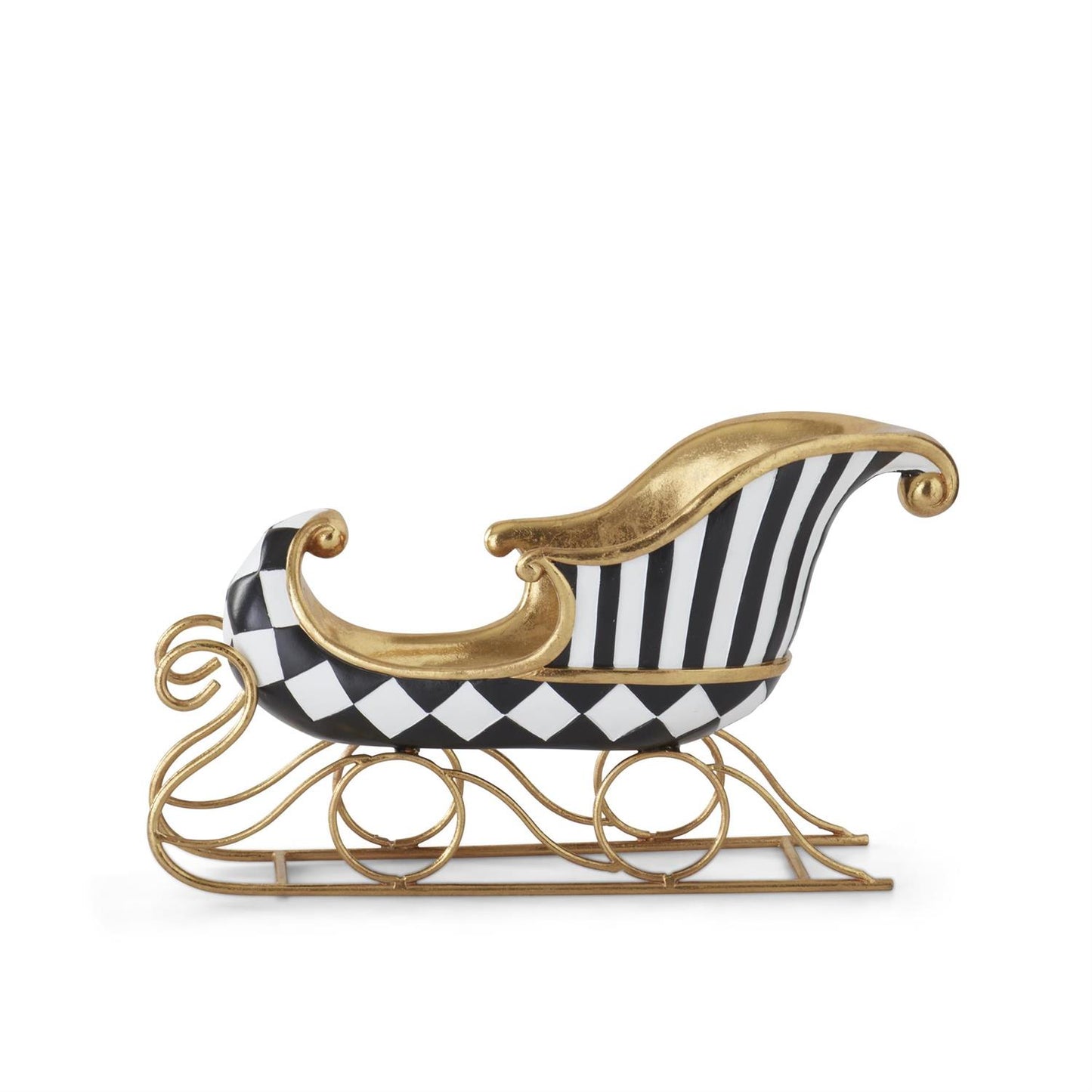 Gold Gilded Black & White Harlequin Sleigh