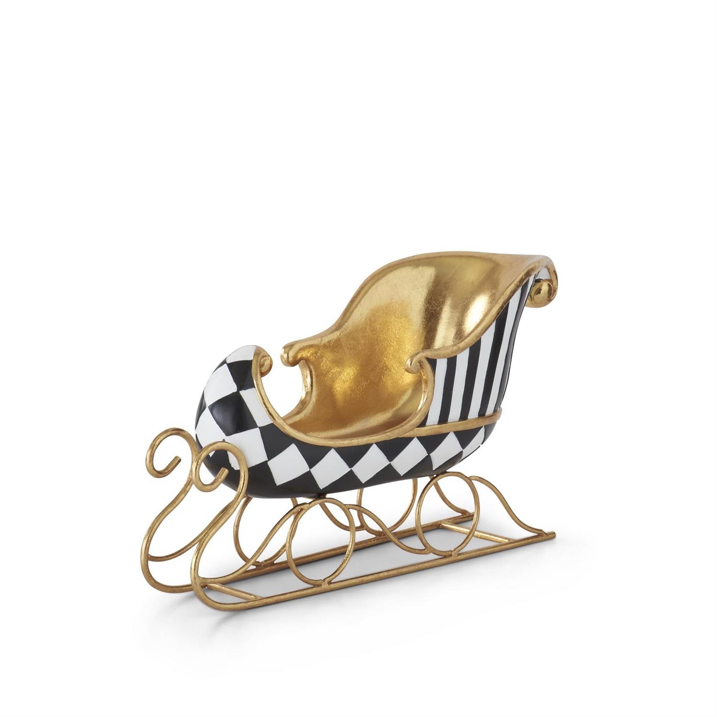 Gold Gilded Black & White Harlequin Sleigh